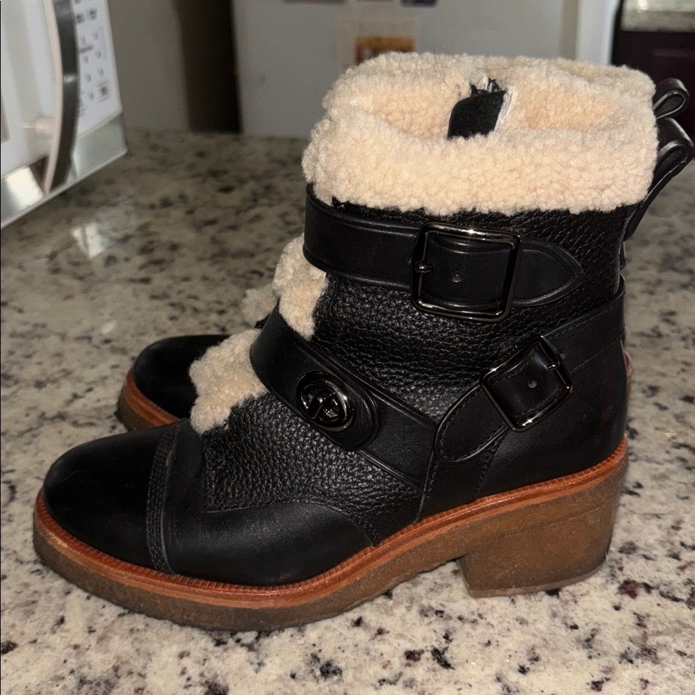 Coach Black Leather Ankle Boots 6.5 - Picture 4 of 8